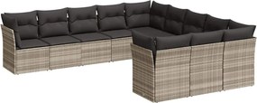 vidaXL 11 részes világosszürke polyrattan kerti ülőgarnitúra párnákkal