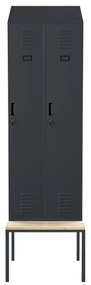 Fém öltözőszekrény paddal és tetővel KACPER II PRO, 600 x 2295 x 850 mm, antracit