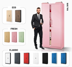 Személyzeti irattároló szekrény JAN H, 900 x 1950 x 400 mm, Fresh Style: púderrózsaszín