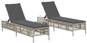 2 db világosszürke polyrattan napozóágy párnával