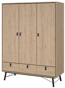 Natúr színű ruhásszekrény tölgyfa dekorral 150x200 cm Ry – Tvilum