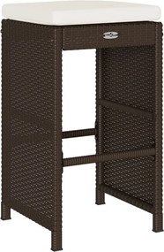 4 db barna polyrattan kerti bárszék párnával
