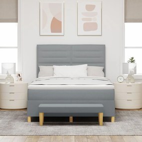Box Spring Ágy Matrac &amp; Pad Világosszürke 140x190 cm Szövet