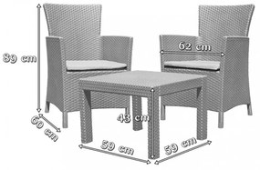 Rosario Balcony set kerti bútor garnitúra, grafit színben, világos szürke párnával