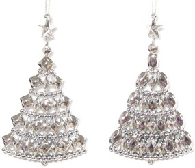 Ezüst karácsonyfák 14cm 2db