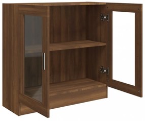barna tölgy színű szerelt fa vitrinszekrény 82,5 x 30,5 x 80 cm