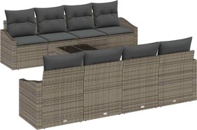 vidaXL Kanapé Szett párnával párnával 9 pcs Szürke polirattan