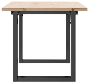 Tömör fenyőfa és acél dohányzóasztal O-vázzal 100x50x45 cm
