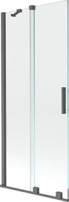 Mexen Velar, 2 szárnyas eltolható kádparaván 80 x 150 cm, 8mm átlátszó üveg, grafit matt profil, 896-080-000-01-66