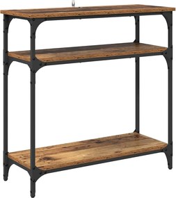 vidaXL Konzolasztal polcokkal Öreg fa 75 x 29 x 75 cm Faanyag
