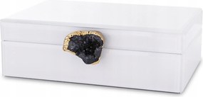 Üveg Ékszerdoboz Fehér Glamour Arany Fekete Achát