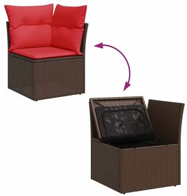 vidaXL 9 részes barna polyrattan akácfa kerti ülőgarnitúra párnákkal