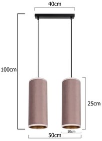 Láncos lámpa AVALO 2xE27/60W/230V rózsaszín/rozsdamentes
