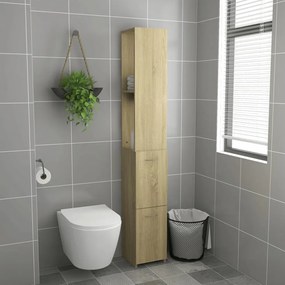 sonoma tölgy színű szerelt fa fürdőszobaszekrény 25x26,5x170 cm