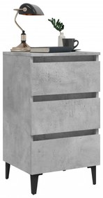 2 db betonszürke éjjeliszekrény fémlábakkal 40 x 35 x 69 cm