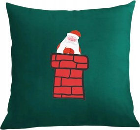 Karácsonyi párna párnahuzat Mikulás a Mikulás kéményében