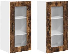 Fali konyhaszekrény 2 pcs Füstölt tölgy 40 x 31 x 80 cm Faanyag