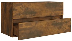 füstös tölgy színű szerelt fa mosdószekrény 90 x 38,5 x 45 cm