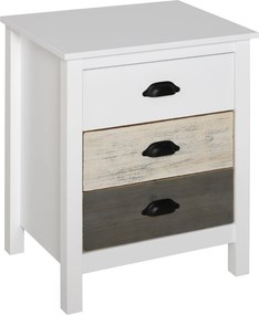 HOMCOM Modern Éjjeli Szekrény 3 Fiókkal 50x38x65 cm Fehér | Aosom