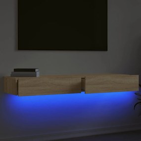 2 db sonoma tölgyszínű TV-szekrény LED-lámpákkal 60x35x15,5 cm