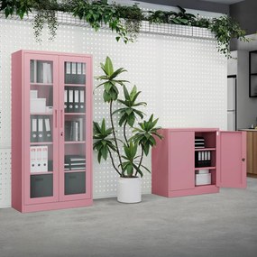 Vitrines szekrény AMELIA, 900 x 1850 x 400 mm, Fresh Style: púderrózsaszín