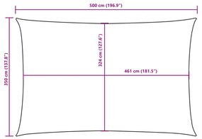 krémszínű téglalap alakú oxford-szövet napvitorla 3,5 x 5 m