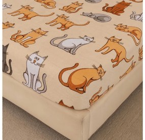Mikroplüss lepedő COLORED CATS 90x200 cm krémszínű