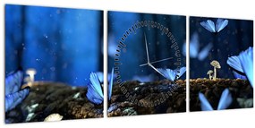Kék pillangók képe (órával) (90x30 cm)