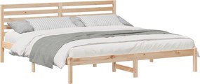 vidaXL Ágykeret fejtámlával Barna 200 x 200 cm Tömör fenyőfa