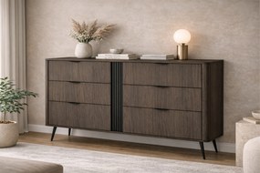 Edrin komód 163 cm fiókokkal - dunin tölgy / fekete