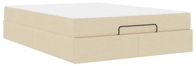 Ágykeret tárolóval Krém 160 x 200 cm szövet