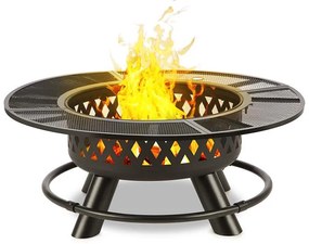 Rosario, 3 az 1-ben tűzrakóhely, Ø 120 cm, 70 cm grill, asztallap, acél