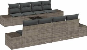 vidaXL Kerti Kanapé Szett párnával tárolóval 8 pcs Szürke polirattan