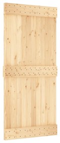 Tömör fenyőfa tolóajtó fémszerelékszettel 95 x 210 cm