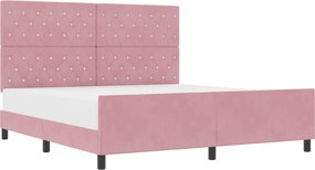 vidaXL Boxrugós ágy fejtámlával Rózsaszín 180 x 200 cm Bársony