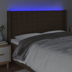 sötétbarna szövet LED-es fejtámla 163x16x118/128 cm