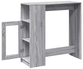 szürke sonoma szerelt fa bárasztal tárolókkal 101x40x103,5 cm