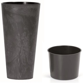 TUBUS SLIM BETON EFFECT virágtartó 30 cm betéttel, antracit, 30 cm