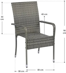 Juskys Yoro rattan székek 2 db - szürke