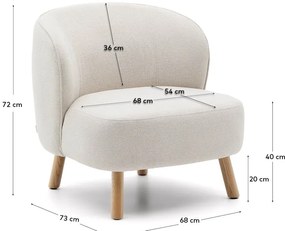 Krémszínű zsenília fotel Ulit – Kave Home