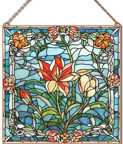 Stained-Glass-Flower-3 üvegkép, falikép