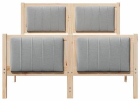 Ágykeret Barna és világosszürke 120 x 190 cm Tömör fenyőfa