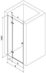 Mexen Roma, 1 szárnyú nyitható ajtó 105 x 190 cm, 6 mm átlátszó üveg, króm profil, 854-105-000-01-00-D