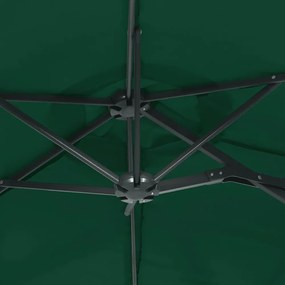 zöld dupla tetős napernyő LED-ekkel 316x240 cm