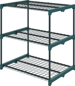 Outsunny 3 szintes növénytartó, 72 cm magas – beltéri/kültéri acél virágtartó, erkélyre, sötétzöld | Aosom