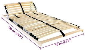 Lécalap fejtámlával Barna 70 x 190 cm Tömör bükkfa