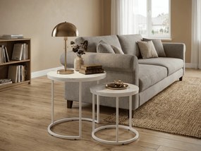 MARLON dohányzóasztal szett 2 db, fehér márvány dekorációval