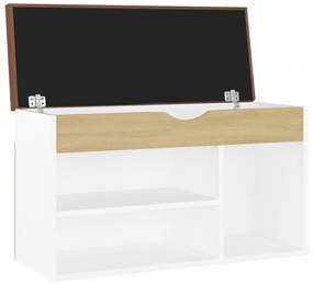 fehér-sonoma szerelt fa cipőtároló pad párnával 80 x 30 x 47 cm