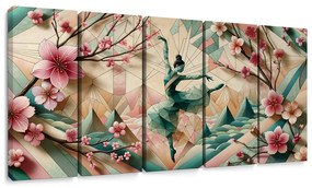 5 részes kép geometrikus balerina mozgásban