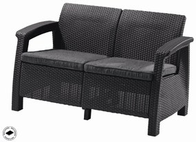 Keter Corfu kerti bútor love seat kétszemélyes kanapé, grafitszürke
